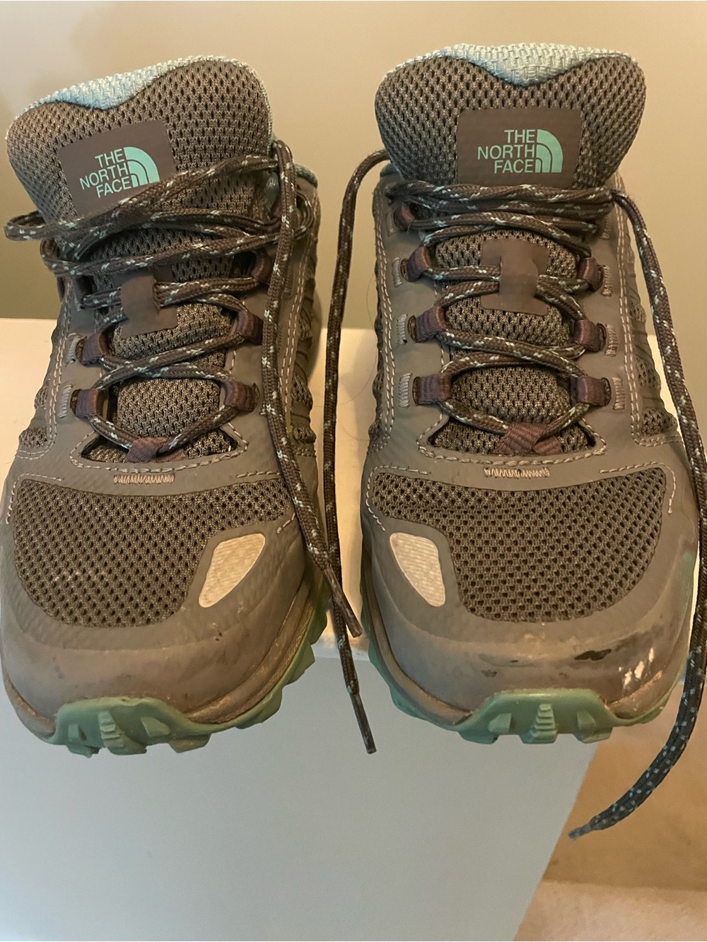 The North Face Women’s litewave fastpack Gray and Teal Trail Sneakers
